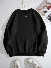 Solid Crew Neck Long Sleeve Sweater Plush Inner Outwear Pullover Shirt