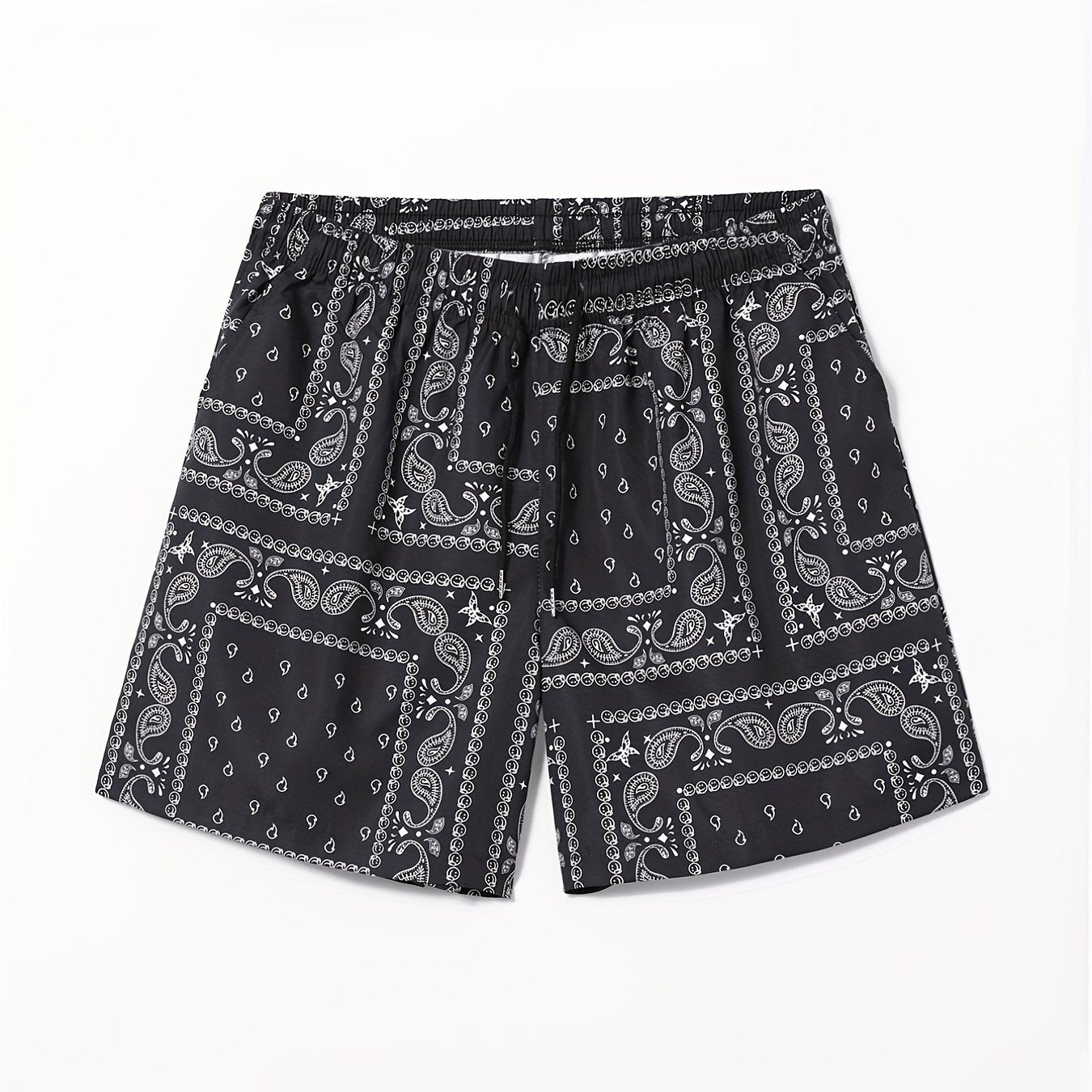 Paisley Pattern Beach Shorts Drawstring Waist Men's Casual Summer Resort