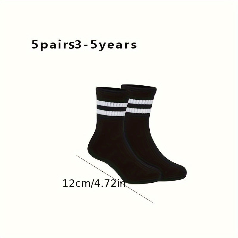 Boy's Striped Crew Socks Breathable Comfy Casual Style Unisex Socks
