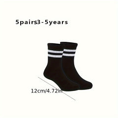 Boy's Striped Crew Socks Breathable Comfy Casual Style Unisex Socks