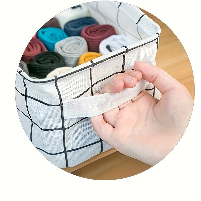 3pcs Fabric Folding Storage Baskets Room Decor Home Kitchen Bathroom Bedroom