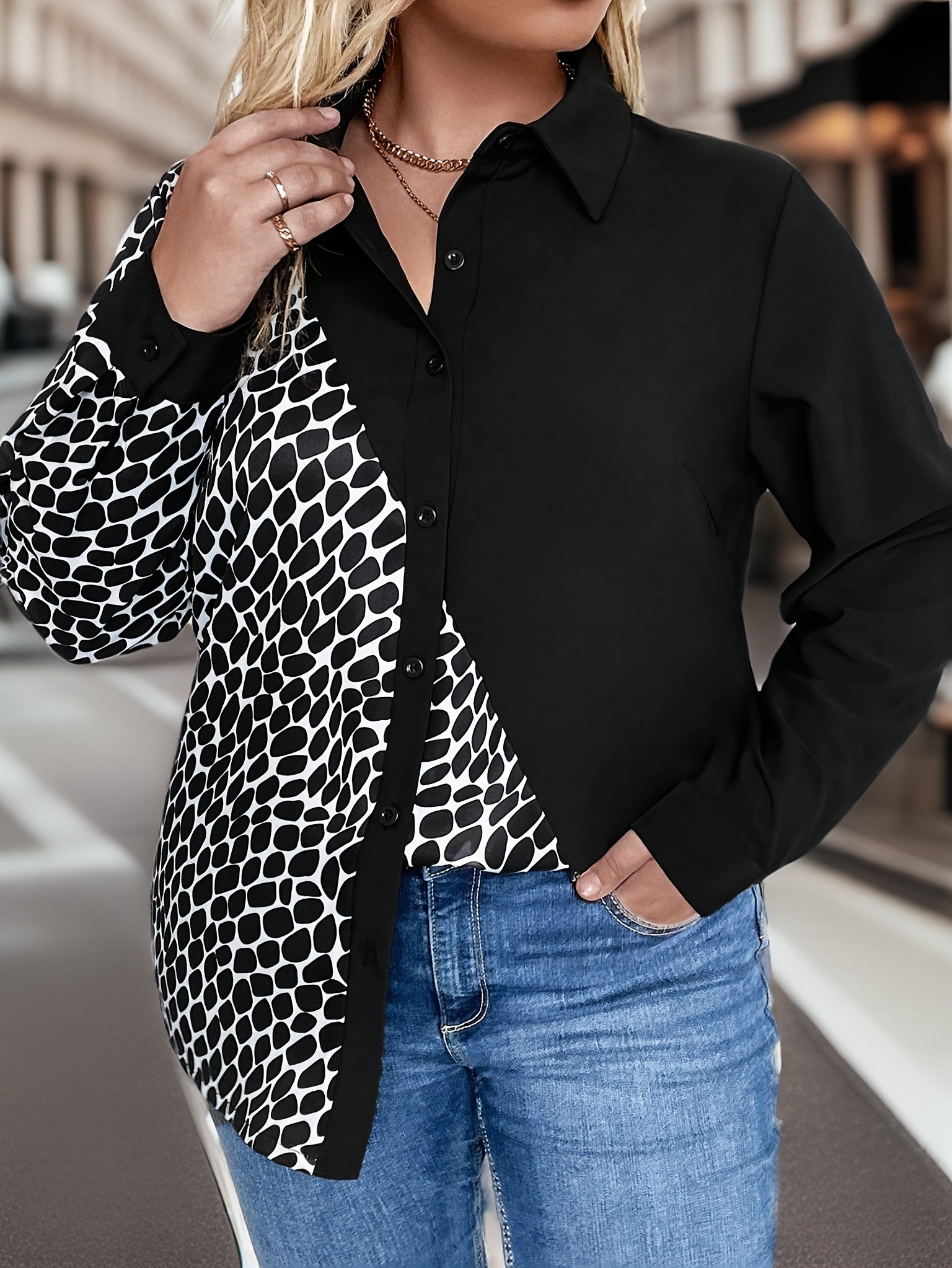 Dalmatian Print Button Up Shirt Top