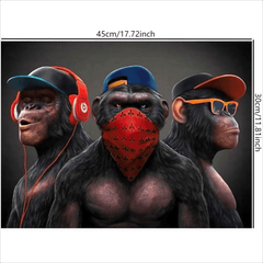 Funny Three Monkey HD Print Wall Art Animal Pictures Posters Canvas Painting