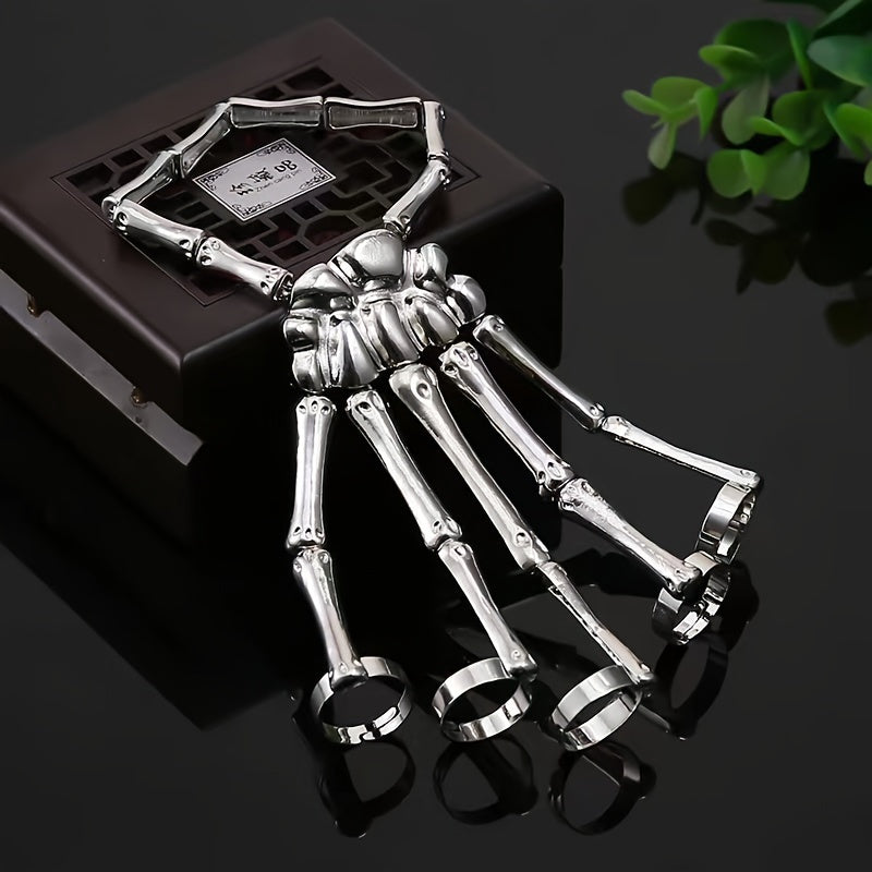 Punk Skull Metal Hand Bones Hand Bracelet