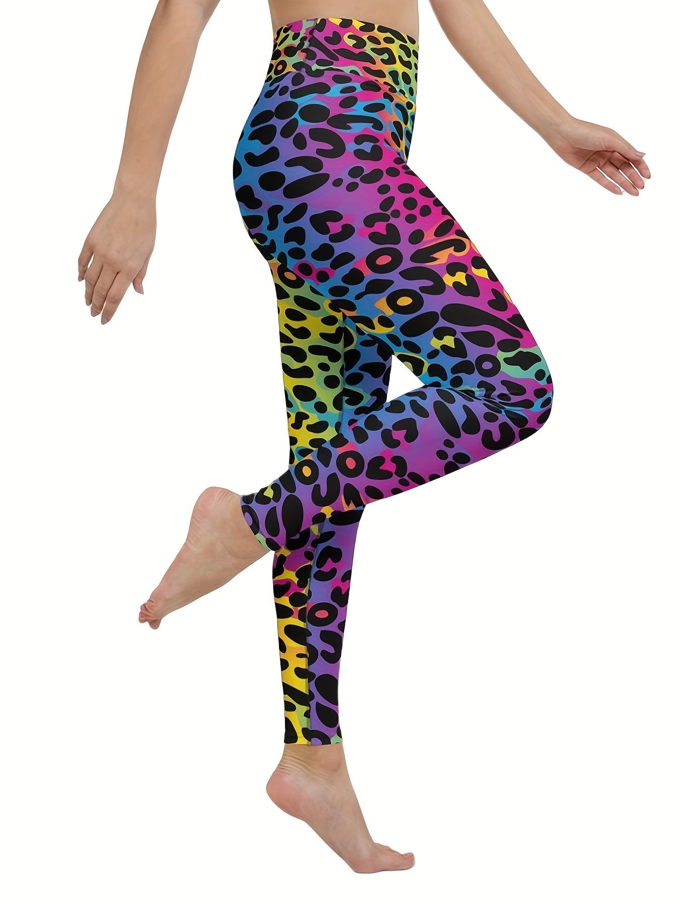 Colorful Leopard Print High Waist Leggings