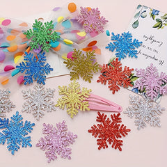 30pcs Christmas Glitter Snowflake Ornament Patch Set