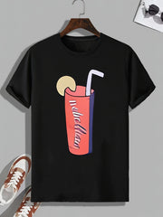 Men's Cartoon Drink Pattern T shirt Active Slightly Stretch Breathable Tee