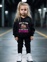 OERYUI Hooded Pullover Pants Set JUST A GIRL WHO LOVES OTTERS Print