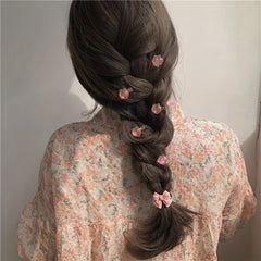 5pcs Pink Hair Clip Set Bow Camellia Peach Heart Edge Clip Hair Accessories