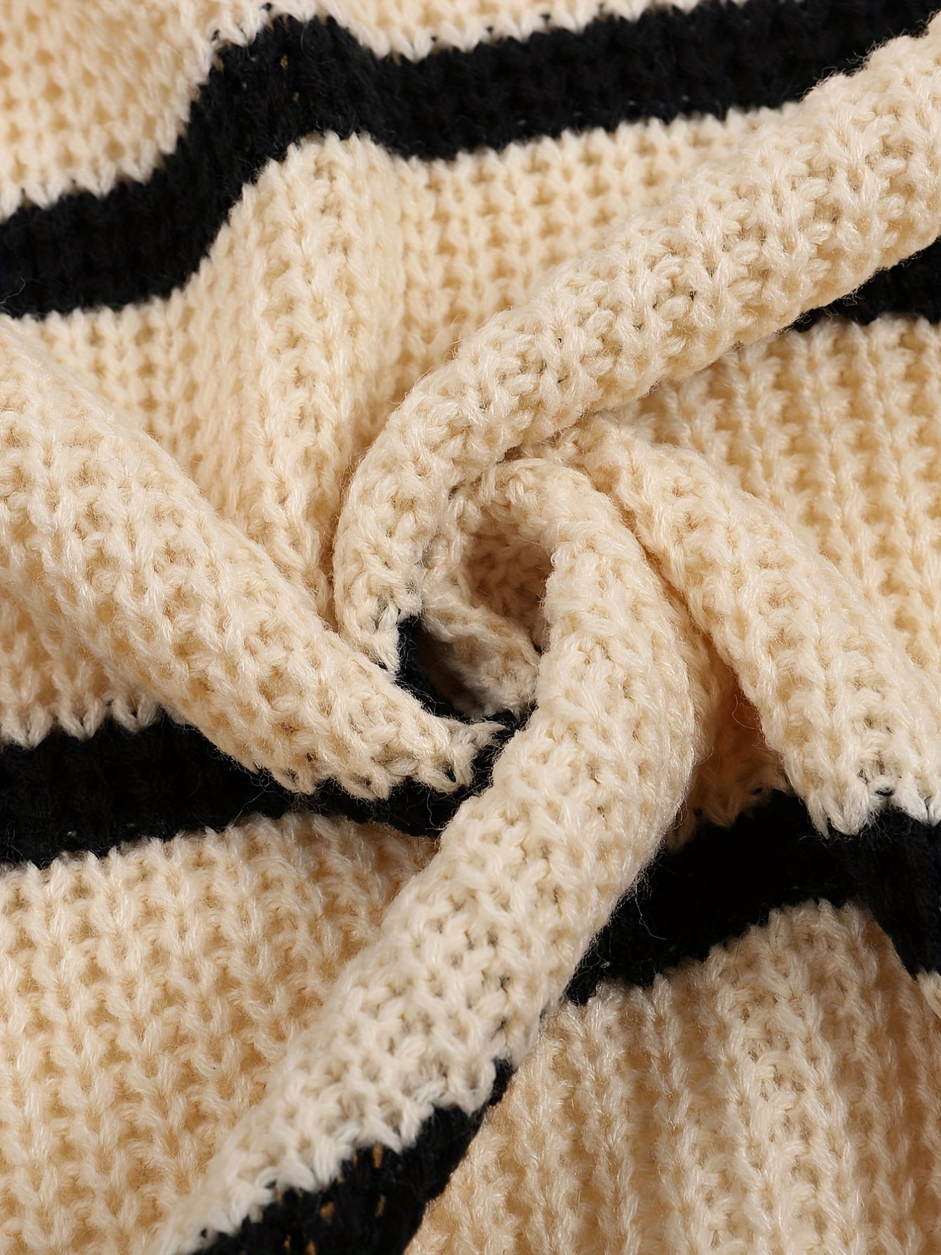 Striped Open Front Drop Shoulder Knit Cardigan for Women