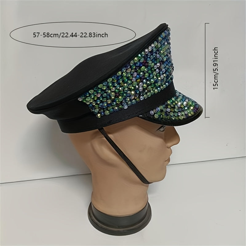 Punk Rhinestone Bride Hat Bachelorette Party Captain Caps
