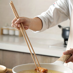 2pcs Long Oak Chopsticks Hot Pot Practical Household Cooking Flatware