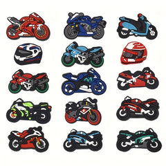 15pcs Motorcycle Cartoon Shoe Charms for Clogs & Garden Shoes - DIY Accessories