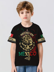 MEXICO EAGLE 3D Print Boy's Casual Tee Short Sleeve Crew Neck Comfy T shirt