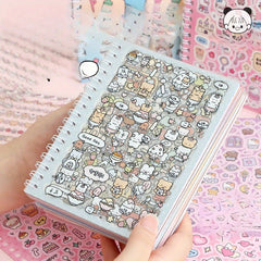 Cartoon Character Sticker Book - 14 Adorable Animal & Food Themed Stickers