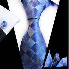 Men's Tie, Pocket Square, Cufflinks, Tie Clip Set