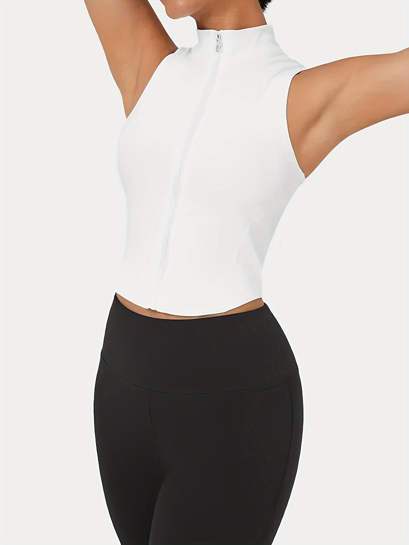 Solid Zipper Sleeveless Tank Top for Women