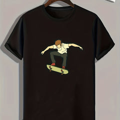 Boy's Skateboarding Print Men's Tee for Summer