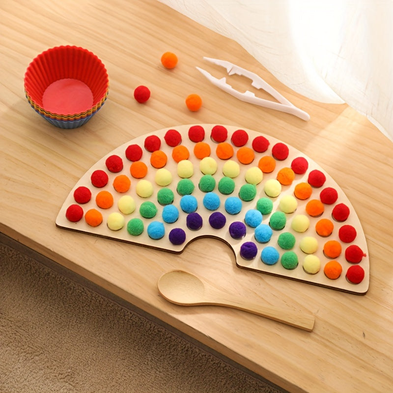 Colorful 2in1 Wooden Rainbow Clip Ball Toy