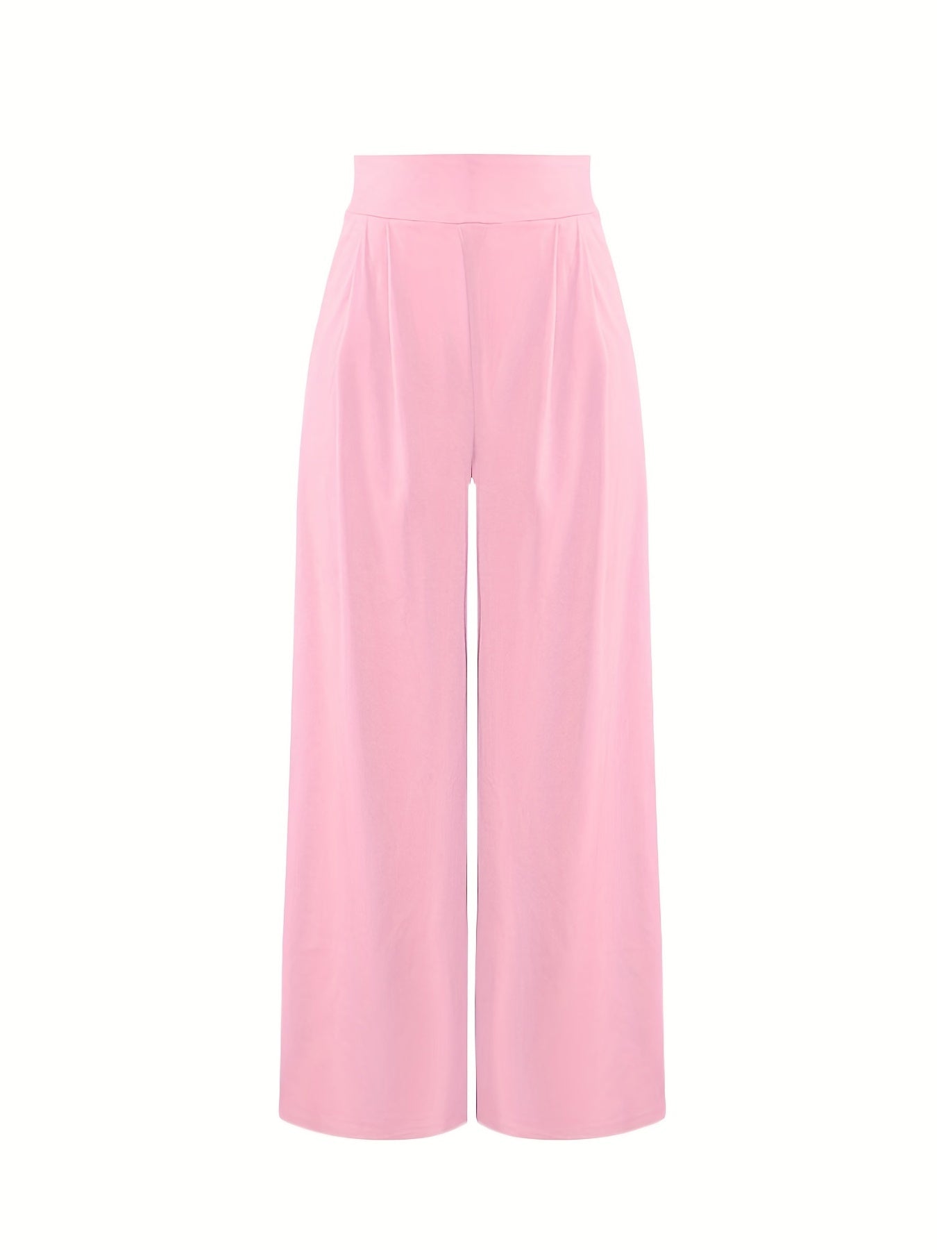 Solid Wide Leg Flare Pants High Waist Casual Pocket