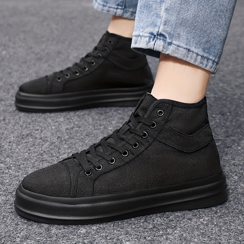 Men's High Top Lace Up Canvas Shoes Comfy Non Slip Casual Flats
