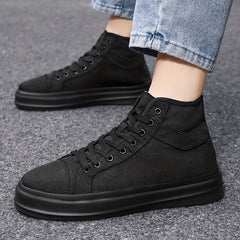 Men's High Top Lace Up Canvas Shoes Comfy Non Slip Casual Flats