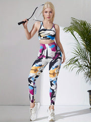 2Pcs Seamless Sports Set Tank Top & Leggings Sporty Suit Women's Activewear