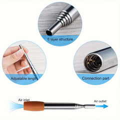 Stainless Steel Fire Blowing Tube for Outdoor Picnics