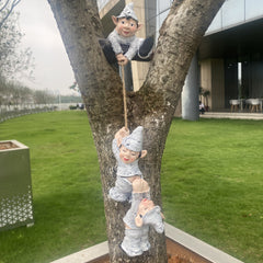 Large Gnome Climbing Three Little Man Garden Pendant Home Decoration