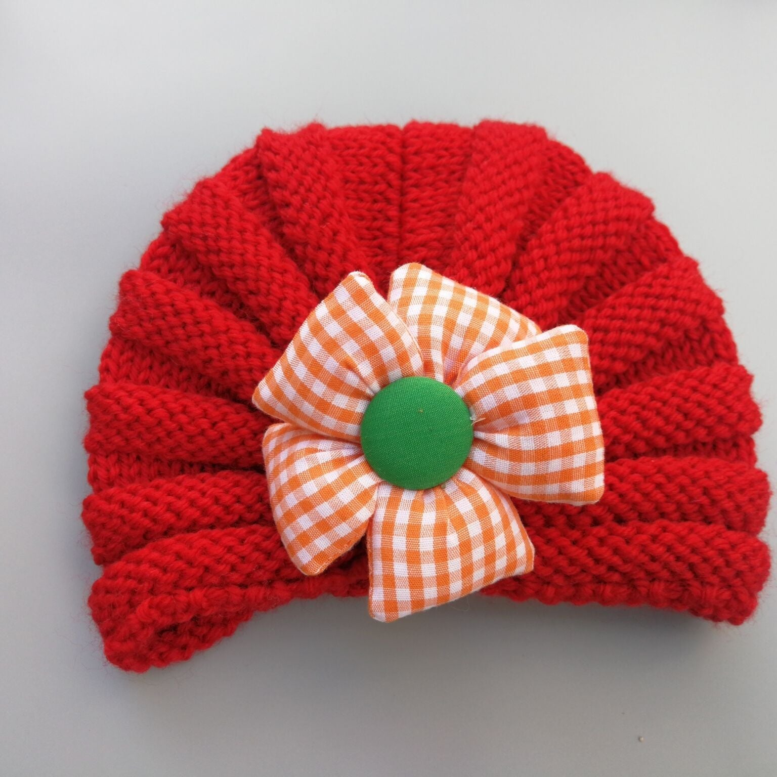 Kids Warm Candy Plaid Flower Beanie for Autumn & Winter