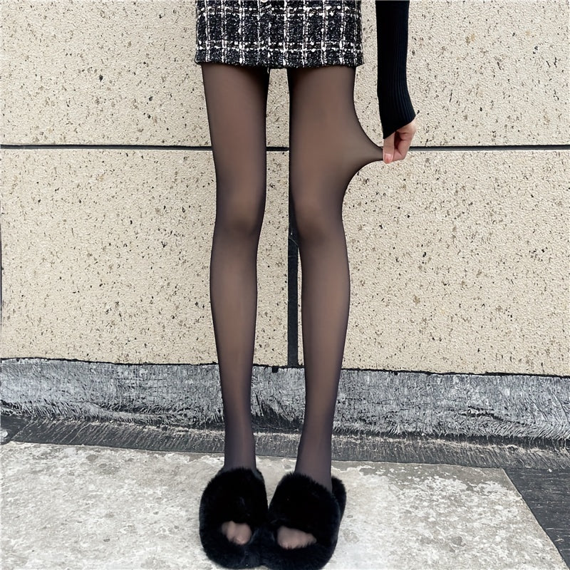 2-Pack High Waist Opaque Tights Slim Footed Pantyhose