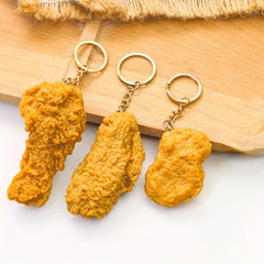 Fried Chicken Keychain Cartoon Key Ring for Adults
