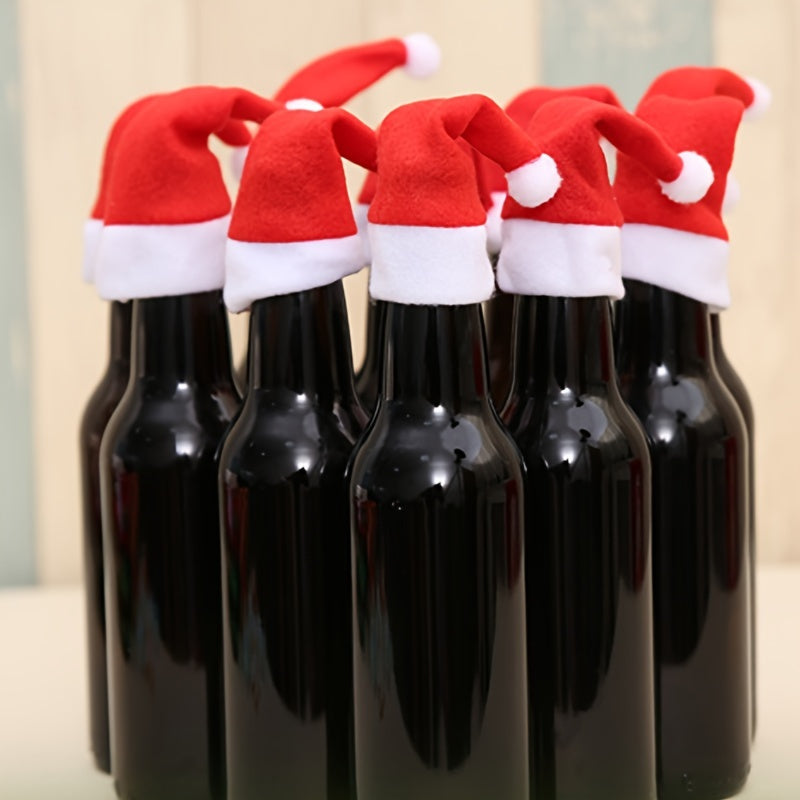 12pcs Mini Christmas Wine Bottle Hat Decoration