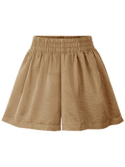 Solid Color Elastic Waist Shorts for Women