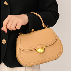 Women's Second Layer Handbag with Metal Clasp Closure in Khaki