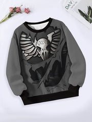 Skull Graphic Long Sleeve Sweatshirt Comfy Pullover Tops