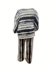 Tie Dye Off Shoulder Top & Wide Leg Pants Set