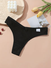 5pcs Ribbed Thongs Low Waist Intimates Panties Women's Lingerie