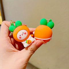2pcs Orange Carrot Rabbit Doll Key Chain Car Backpack Bag Pendant Holiday Gift