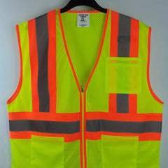 Men's Workwear Vest with Reflective Patchwork and Pockets