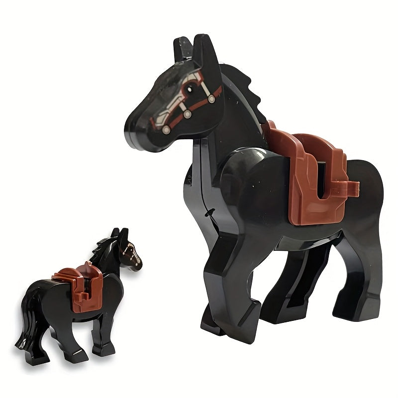 Military Vehicle Building Block Warhorse with Saddle Toy
