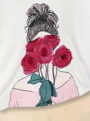 Girls' Flower & Girl Graphic Hoodie Sweatshirt