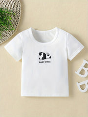 Baby Girls Short Sleeve Panda Graphic T-Shirt for Spring and Summer