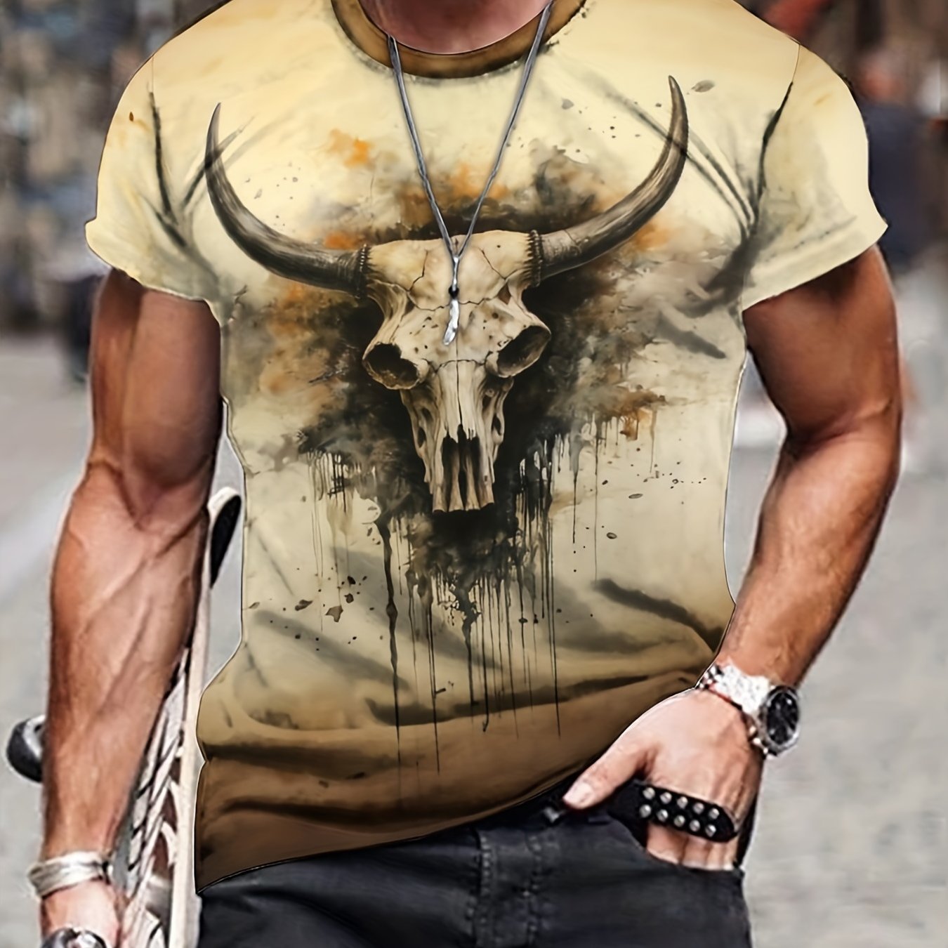 Men's Deer Skull Graphic T shirt Active 3D Print Tee For Outdoor
