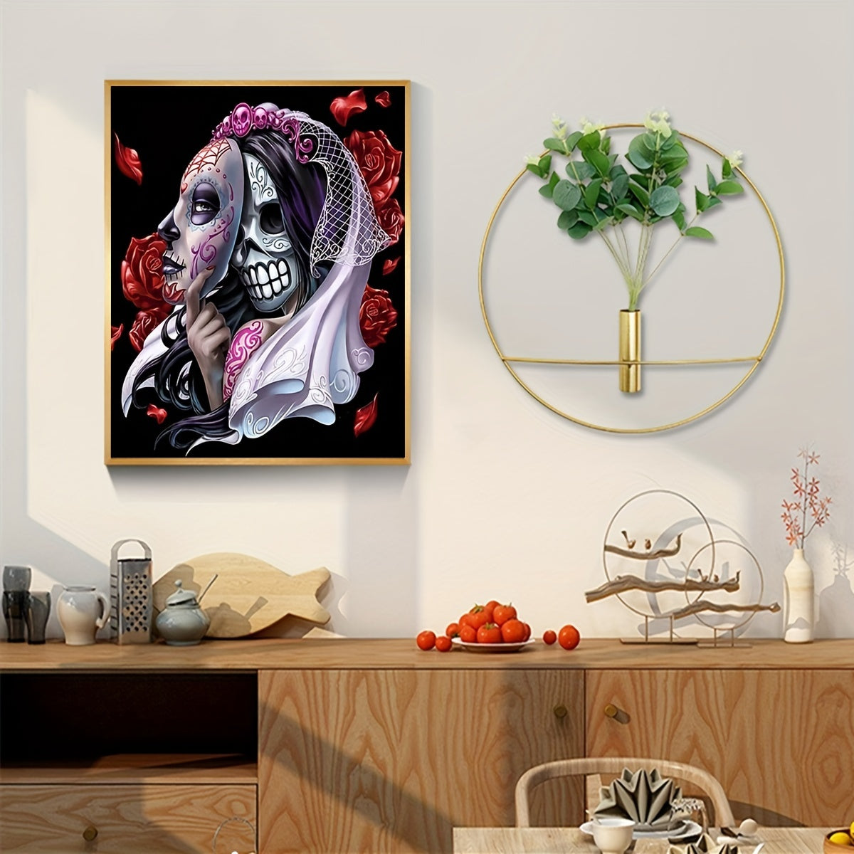 5D DIY Halloween Skull Woman Diamond Art Rhinestone Wall Decor