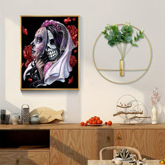 5D DIY Halloween Skull Woman Diamond Art Rhinestone Wall Decor