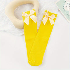 Girls Kids Bow Princess Knee High Socks Dress Breathable Comfy Pile Socks