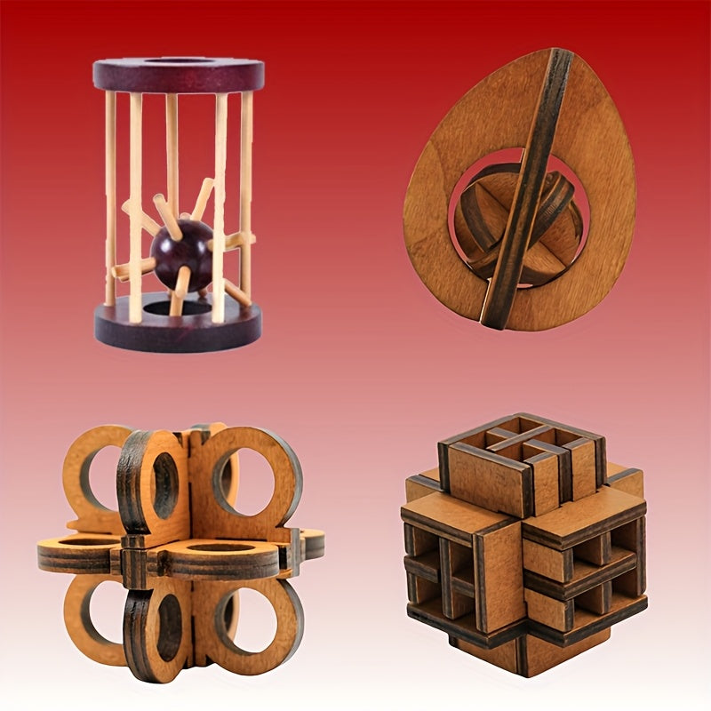 4pcs Brain Teaser Puzzle Locks Adult Party Novelty Toy Gift