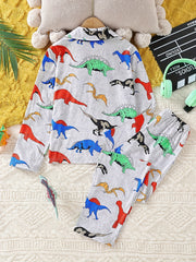 Boys Dinosaur Print Long Sleeve Pajama Set