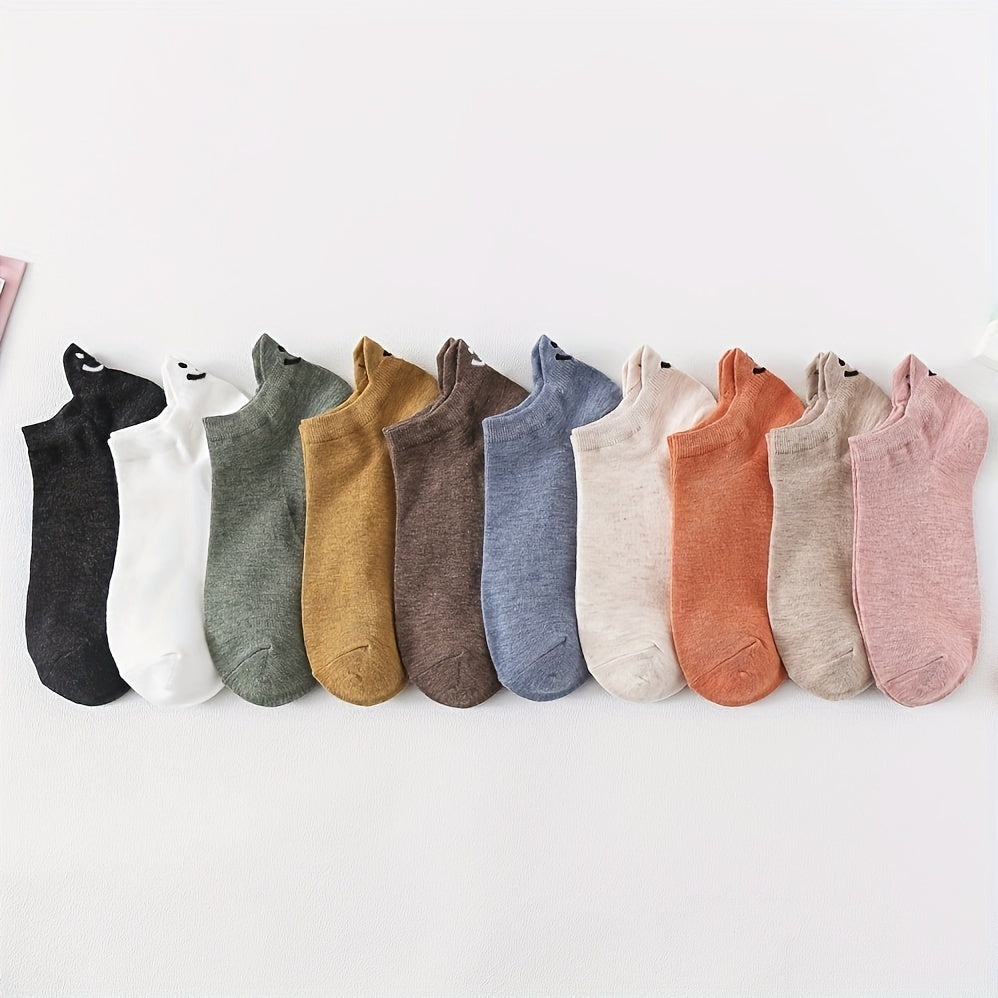 10 Pairs Smiling Embroidery Socks Women's Stockings